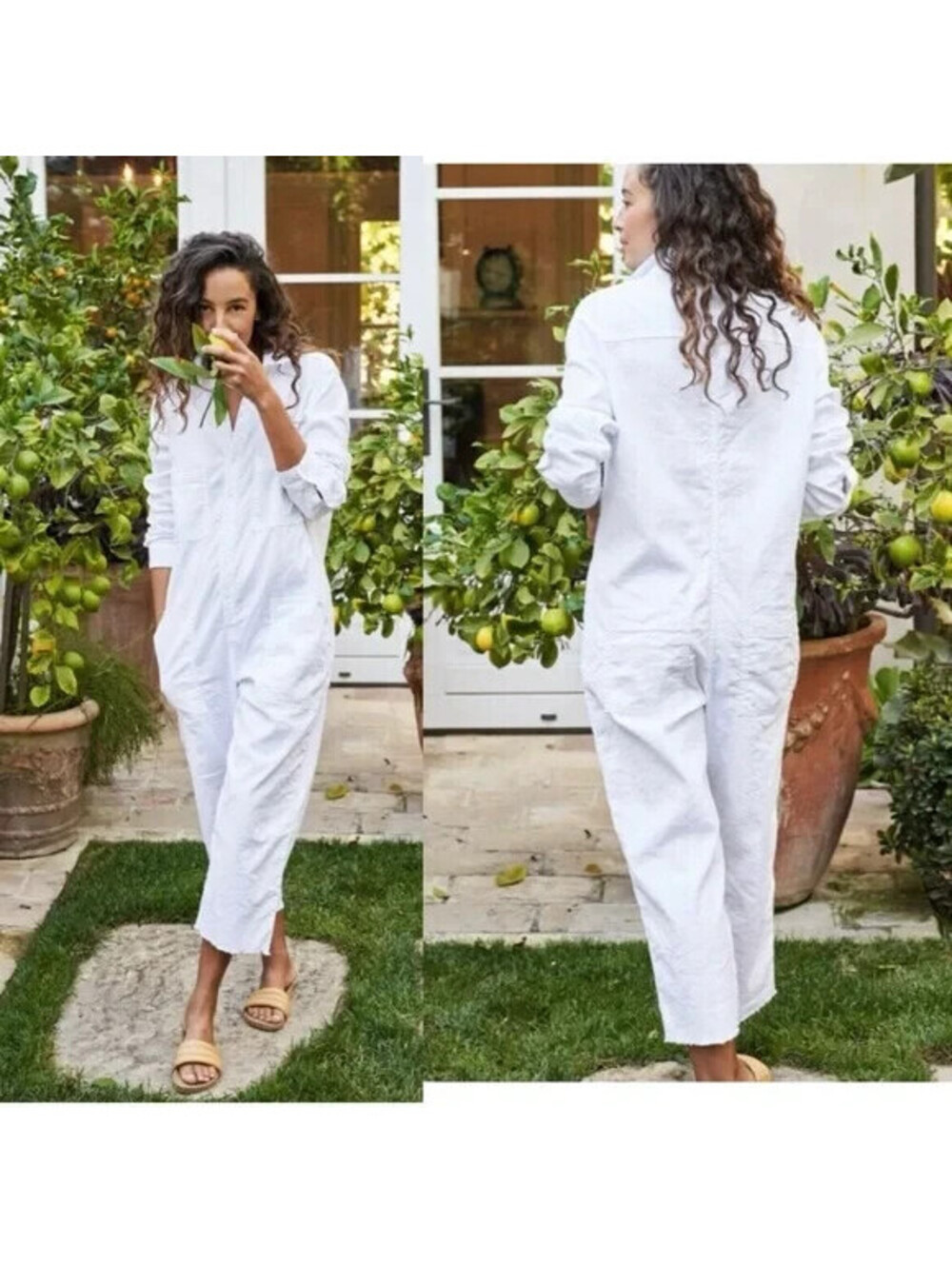 NEW, FRANK & EILEEN NORTHERN IRELAND LINEN PLAYSUIT WHITE XL #MD2430